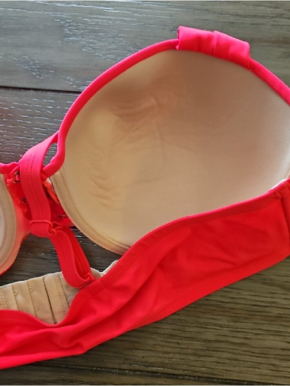 Neon Coral Lace-Up Push-Up Bikini Top - Women - Picture 4 of 8